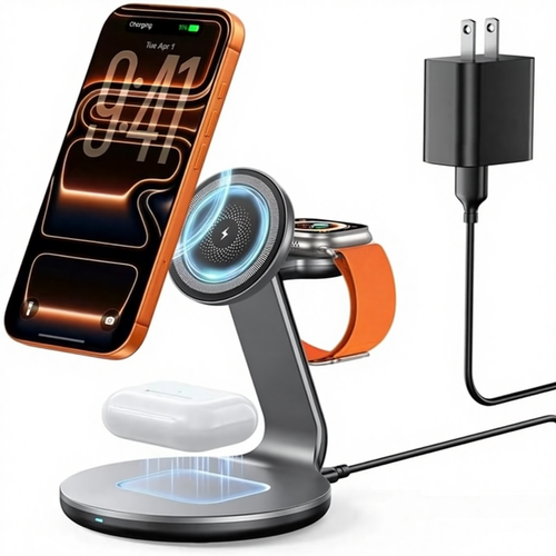 3-in-1 Magnetic Wireless Charging Station for Phone, Watch & Earbuds (18W)