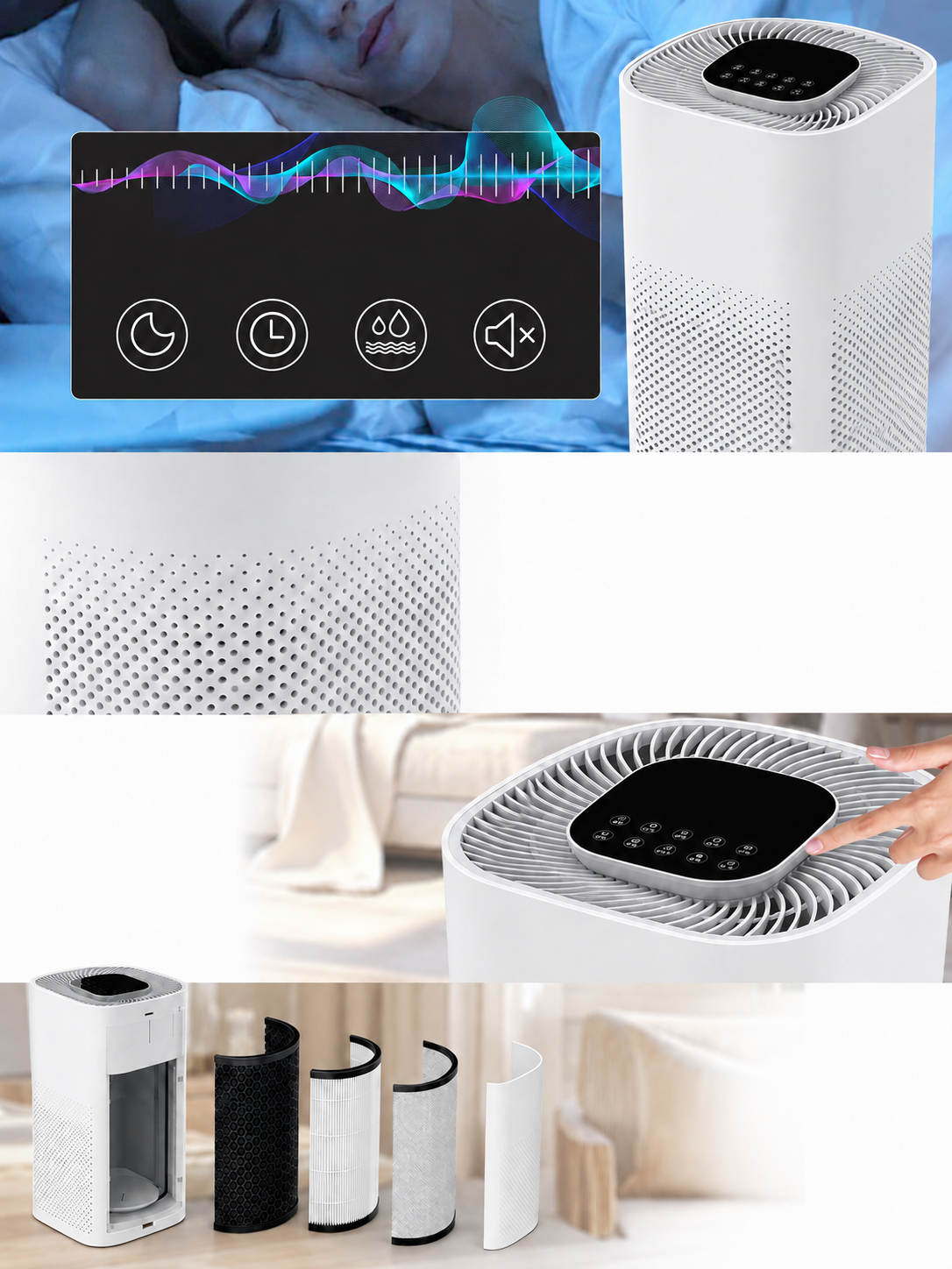 Smart Air Purifier for Medium Rooms - CADR 280, Touch Display