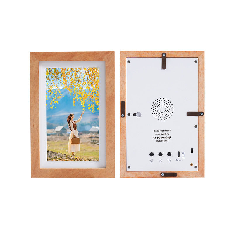7" WiFi Digital Photo Frame - Wooden Finish, Touch, 64GB Max