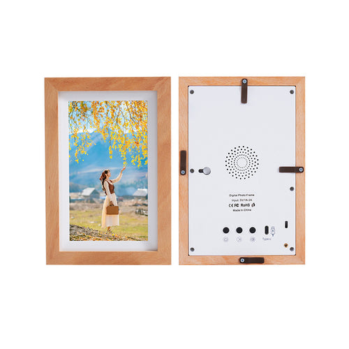 7" WiFi Digital Photo Frame - Wooden Finish, Touch, 64GB Max