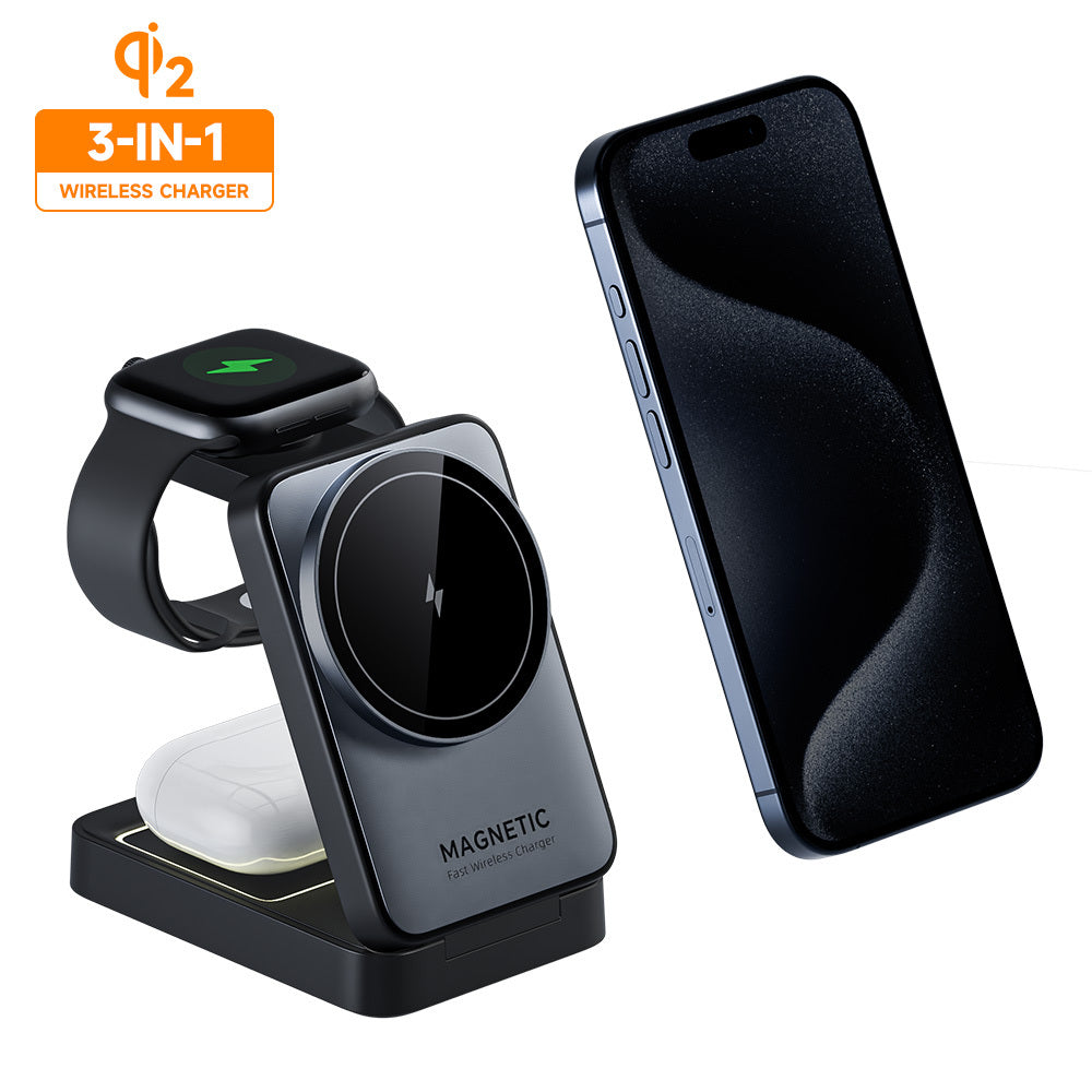 Qi2 3-in-1 Foldable Magnetic Wireless Charging Station