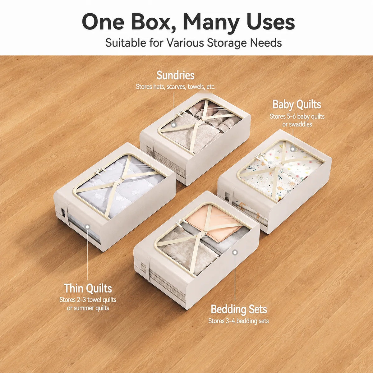 Foldable Fabric Storage Box - Steel Frame, 47x30x15cm