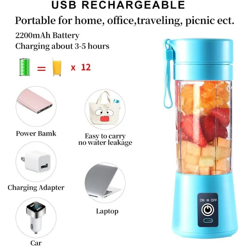 Portable USB Blender - 380ml Rechargeable Smoothie Cup