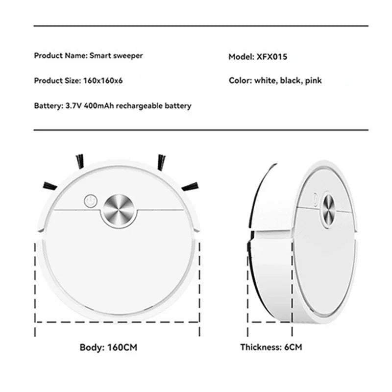 Mini Robot Vacuum - 5-in-1 Sweep & Mop, USB Rechargeable