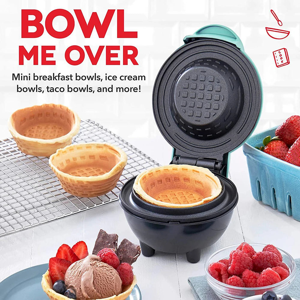 Mini Waffle Bowl Maker - 110V/220V with US Plug Option