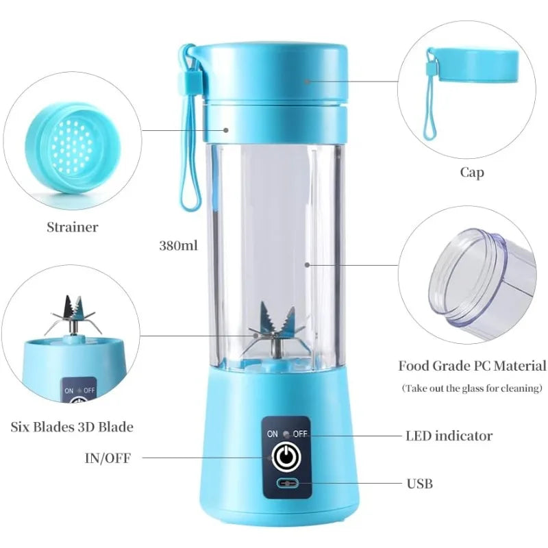 Portable USB Blender - 380ml Rechargeable Smoothie Cup