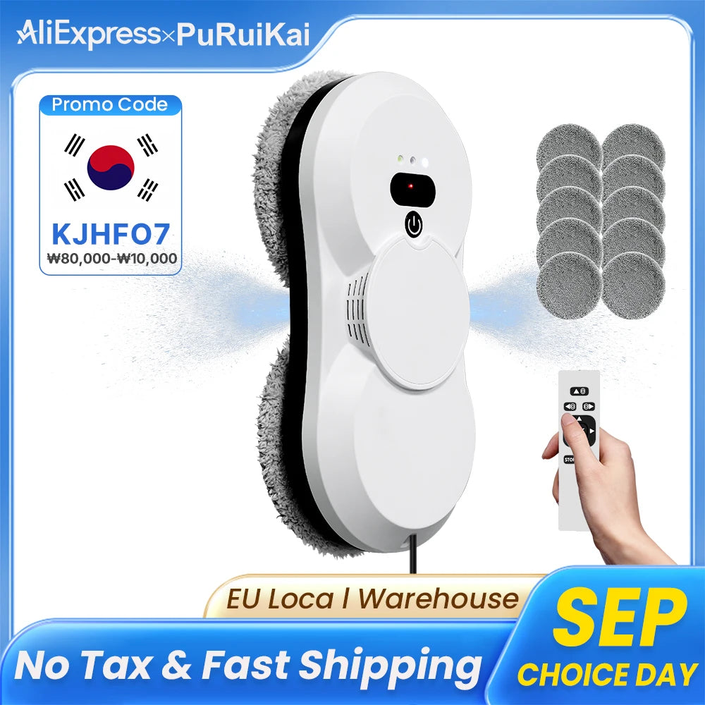 Robot Window Cleaner - Ultrathin Automatic Glass Cleaning with Remote