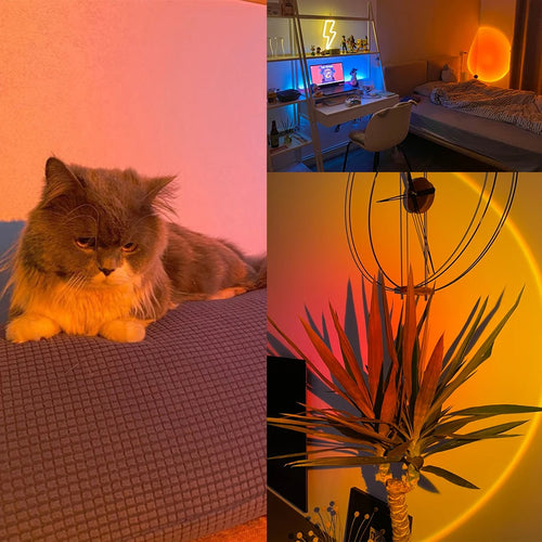 16-Color LED Sunset Projection Lamp - USB Mood Light