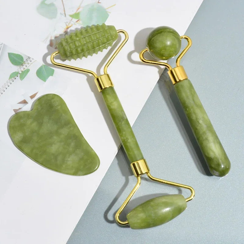 Natural Jade Roller & Gua Sha Facial Set