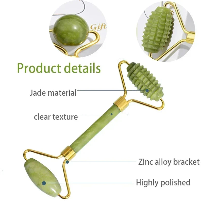 Natural Jade Roller & Gua Sha Facial Set