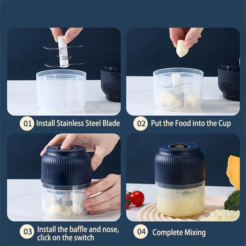 Mini USB Rechargeable Food Chopper - 250ml