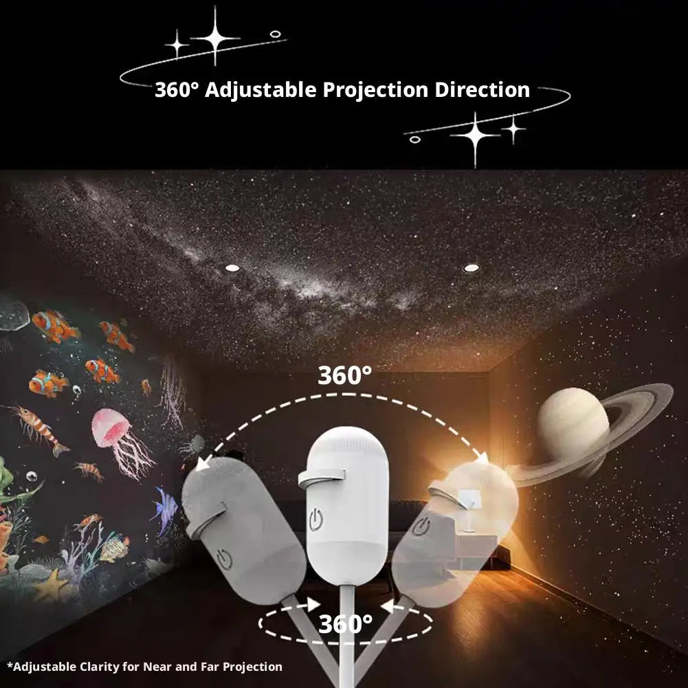 2-in-1 Galaxy Star Projector - 360 Degree Rotation, USB Night Light