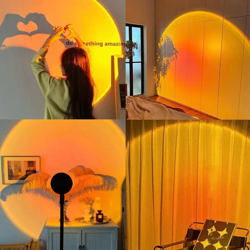 16-Color LED Sunset Projection Lamp - USB Mood Light