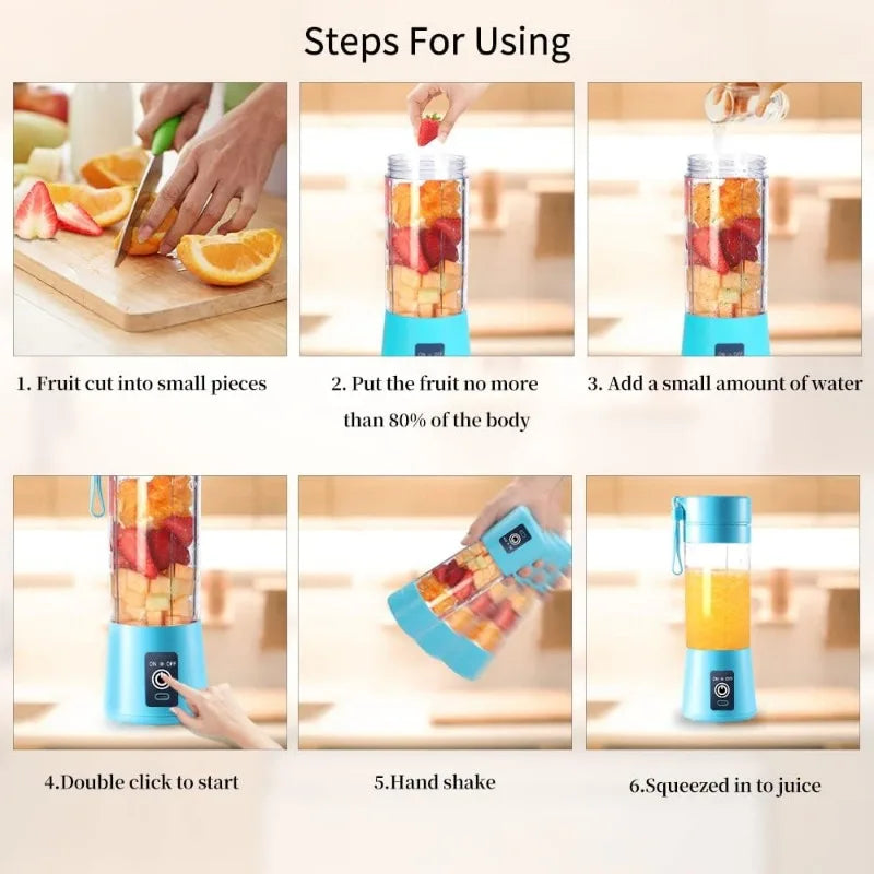 Portable USB Blender - 380ml Rechargeable Smoothie Cup