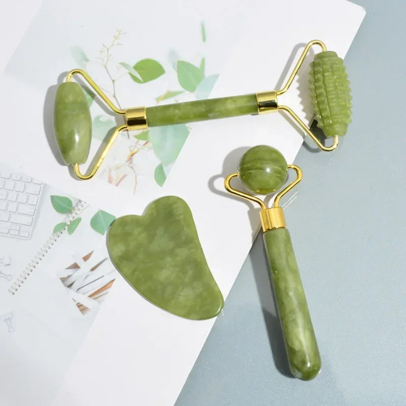 Natural Jade Roller & Gua Sha Facial Set