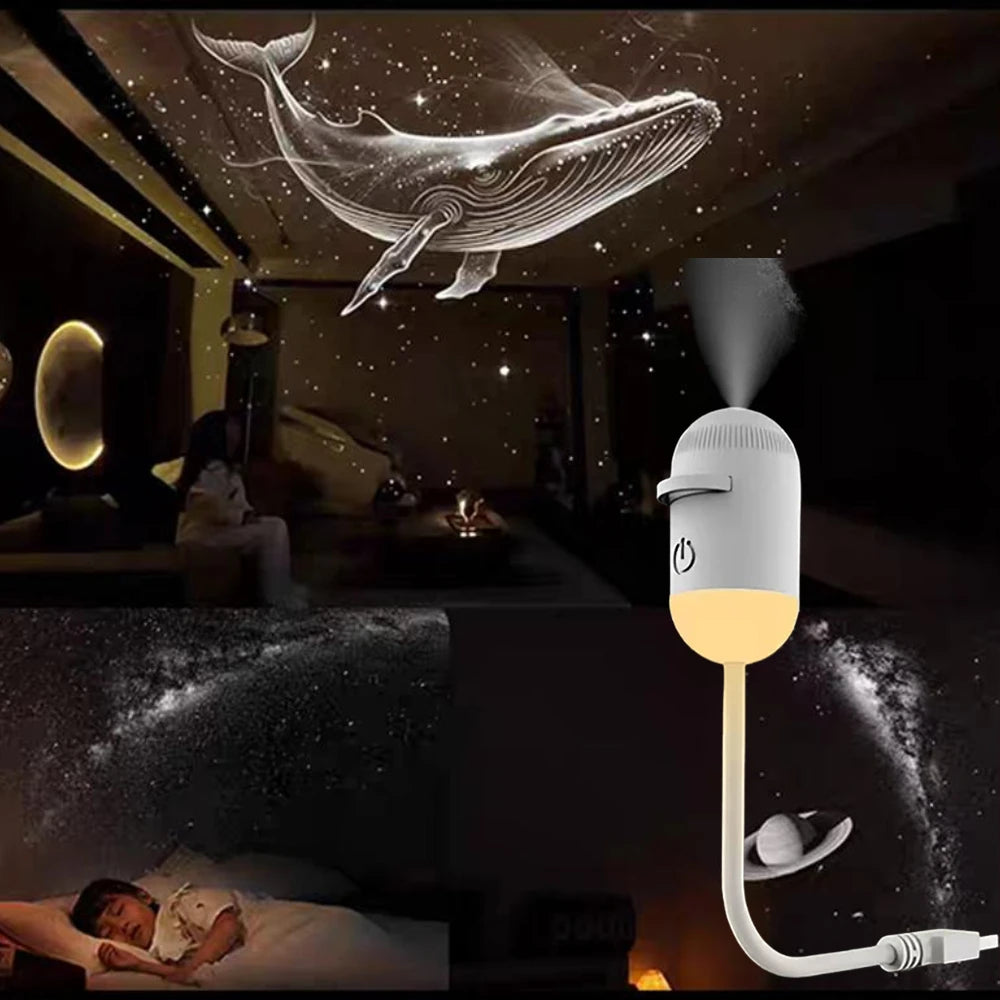 2-in-1 Galaxy Star Projector - 360 Degree Rotation, USB Night Light