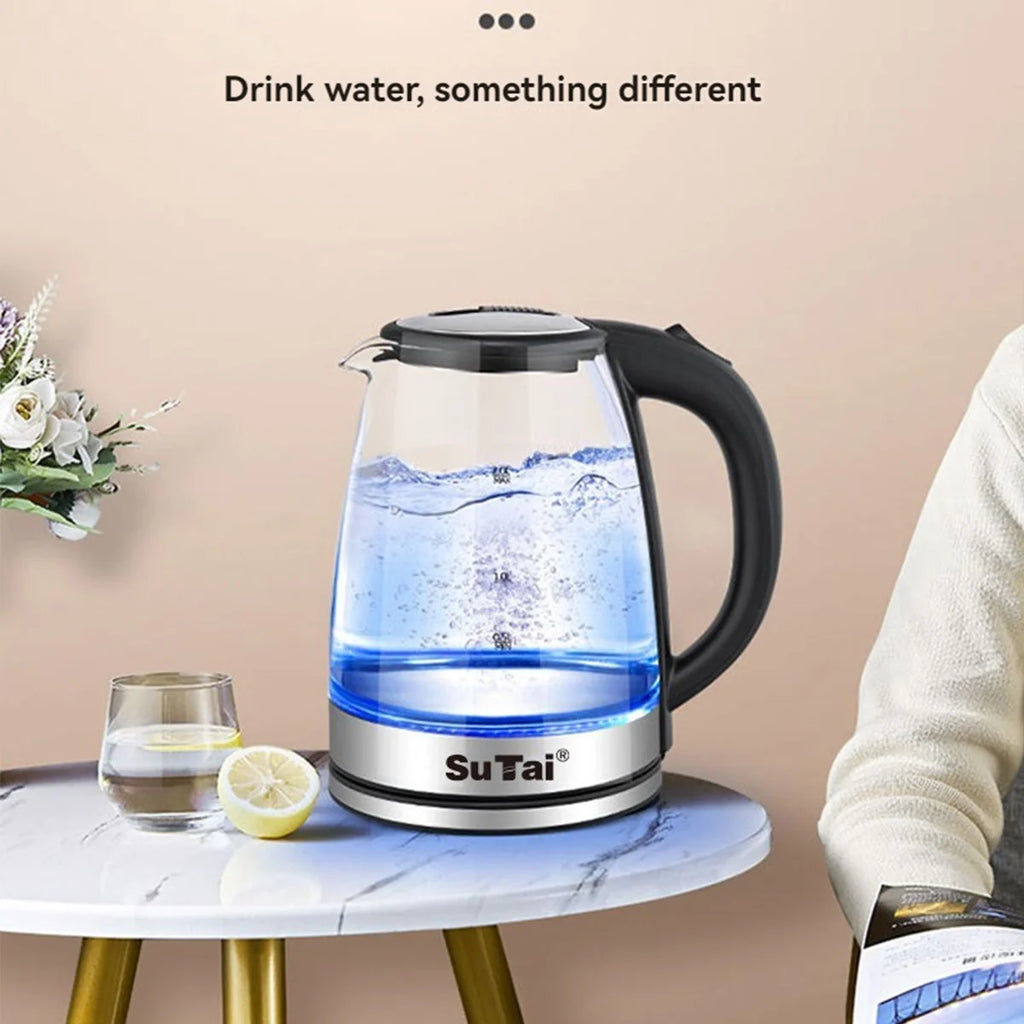 1.8L Glass Electric Kettle - 1000W Fast Boil, Auto Shut-Off (120V)