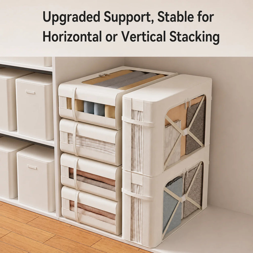 Foldable Fabric Storage Box - Steel Frame, 47x30x15cm