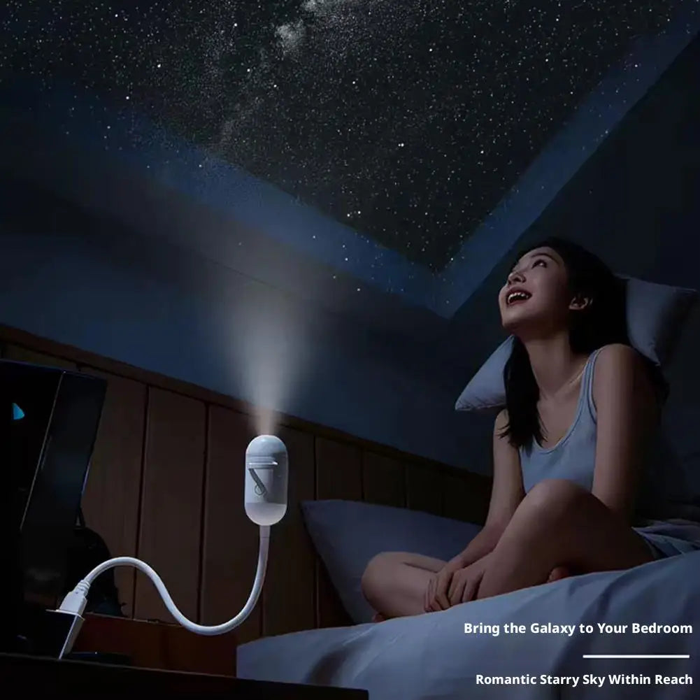 2-in-1 Galaxy Star Projector - 360 Degree Rotation, USB Night Light