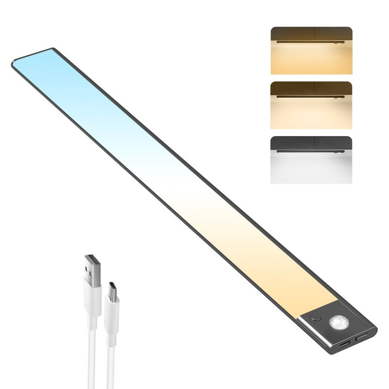 Motion Sensor Under Cabinet Light - 40cm USB Rechargeable LED Bar, 3 Color Modes