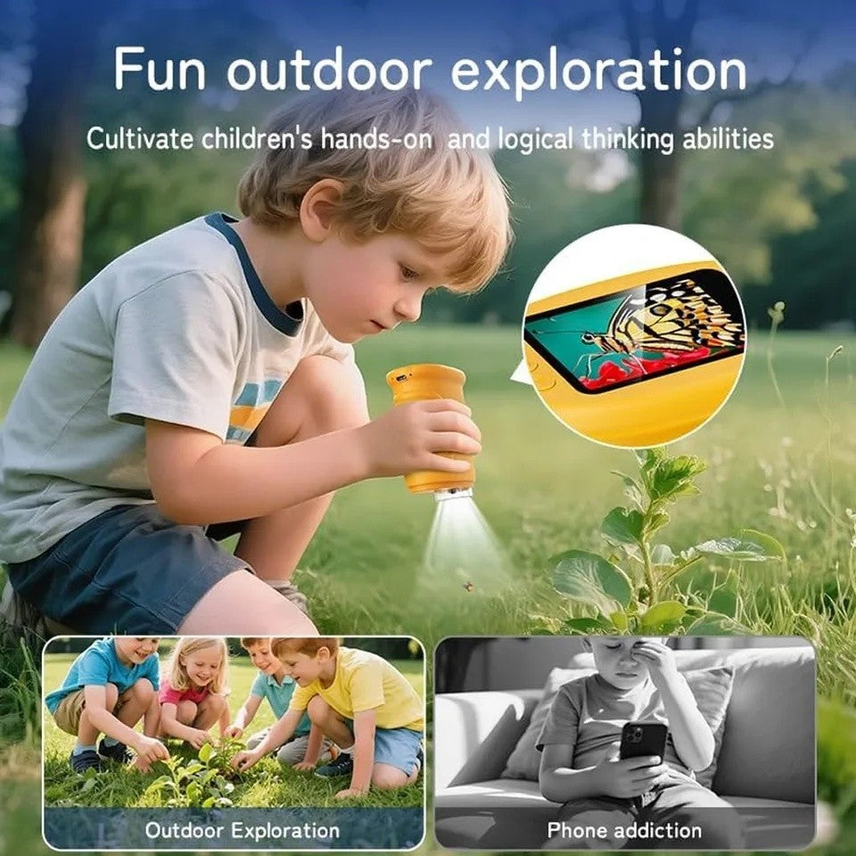 Kids Digital Microscope 1000X with Stand - Portable 2" Screen, Educational Lab Set
