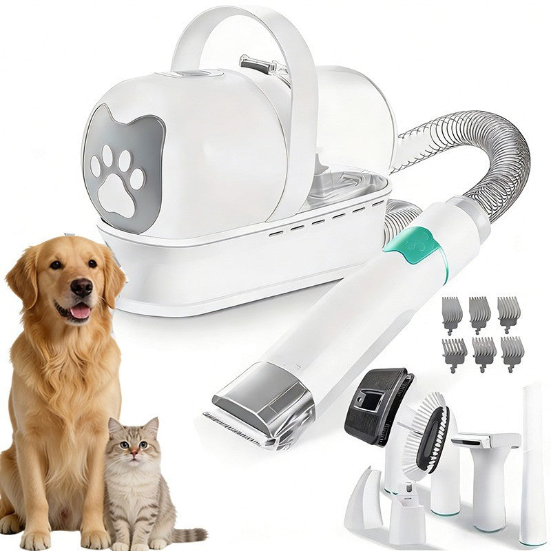 Pet Grooming Vacuum Kit 7-in-1 - Low-Noise Clipper with Nail Grinder, Dogs & Cats